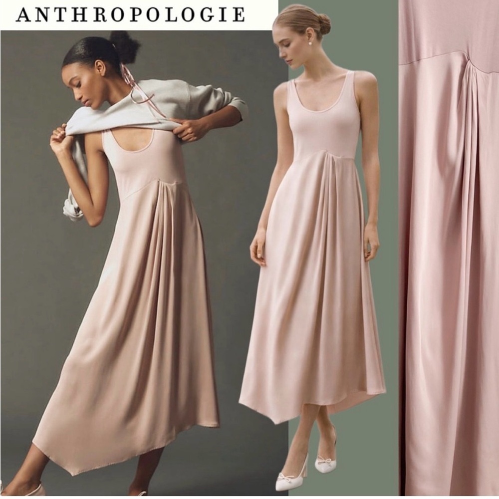 ANTHROPOLOGIE Gemini Twofer Satin Maxi Dress XS - Picture 3 of 11